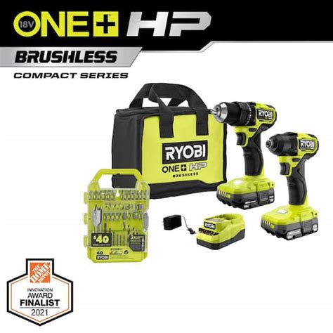 Ryobi One Hp V Brushless Cordless Compact Tool Combo Kit W Drill