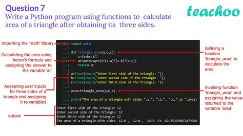 Write A Python Program Using Functions To Calculate Area Of A Triangle