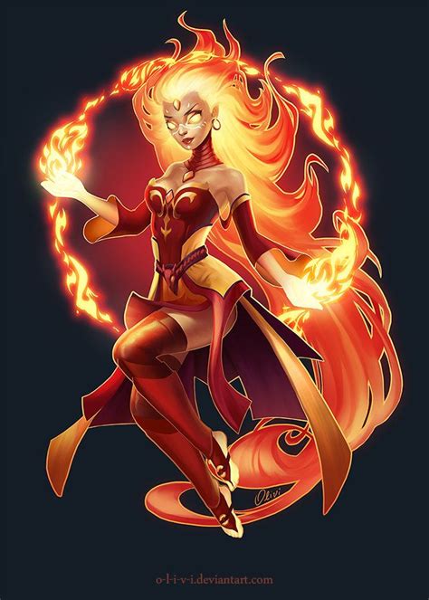 Lina from Dota2, Olivi Art in 2024 | Dota 2, Character art, Character design inspiration