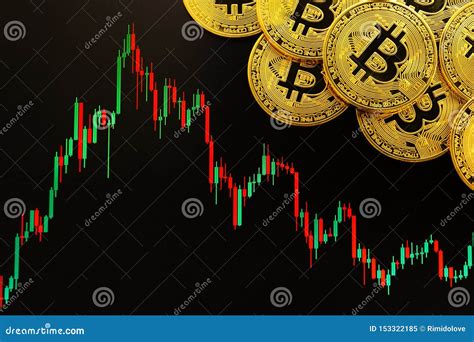 Downtrend Of Bitcoin Cryptocurrency Shown By Green And Red Candles