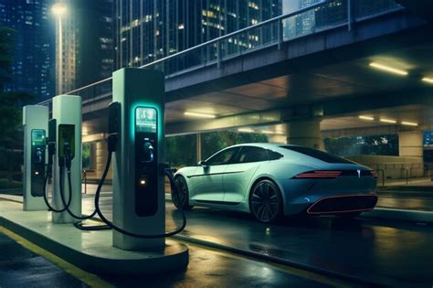 Premium AI Image | electric car charging station green energy