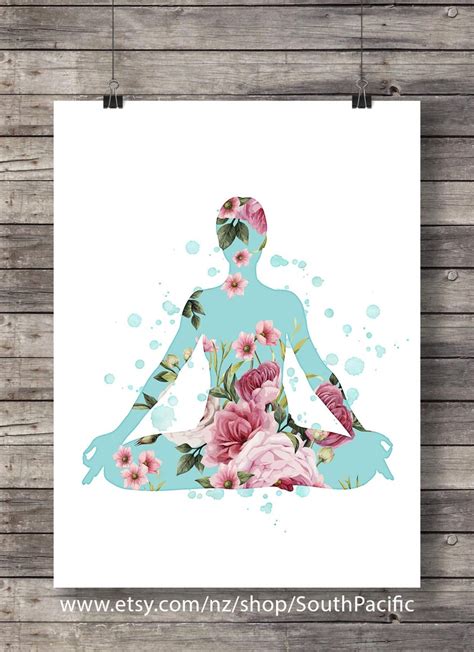 Yoga art print Floral yoga pose art Pilates art Printable