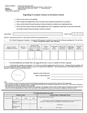 Central Salary Verification Team Education Bureau C O Funds Section