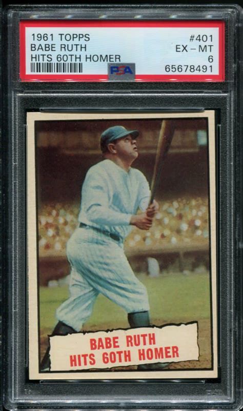 1961 Topps 401 Babe Ruth Hits 60th Homer PSA 6 HOF 65678491 All