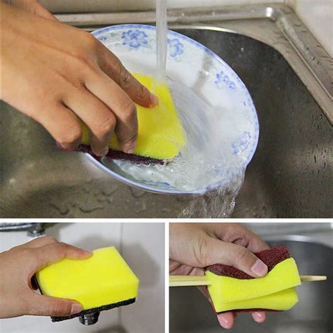 Hot Brown Double Sided Powerful Decontamination Cloth Cleaning Sponge Magic Wipe Kitchen Clean