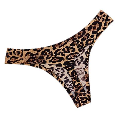 Leopard Rose Sexy Women Cotton G String Leopard Thongs Low Waist Sexy T Panties Flower Briefs