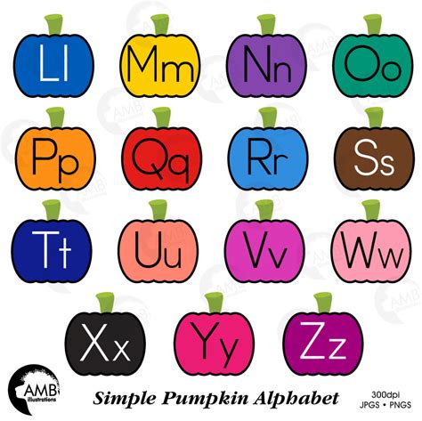 Colorful Pumpkin Alphabet | AMBillustrations.com