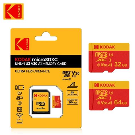 KODAK Cart O De Mem Ria Micro SD Vermelho Adaptador MicroSDHC