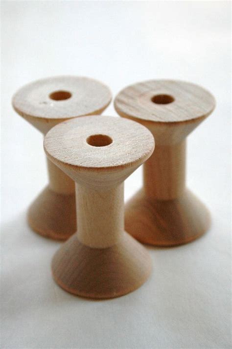 Medium Wooden Spools Set Of 6 Natural Wood Thread Spools Etsy