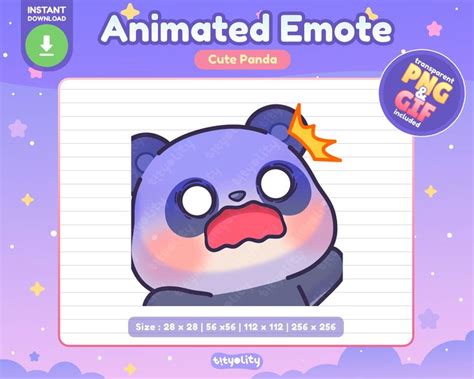 Cute Panda Animated Emote Scared Twitch Emote Kawaii Panda Emoji For