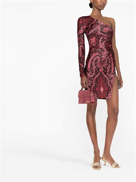 Etro Paisley Print One Shoulder Dress Red Farfetch