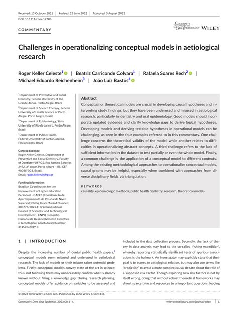 (PDF) Challenges in operationalizing conceptual models in aetiological ...