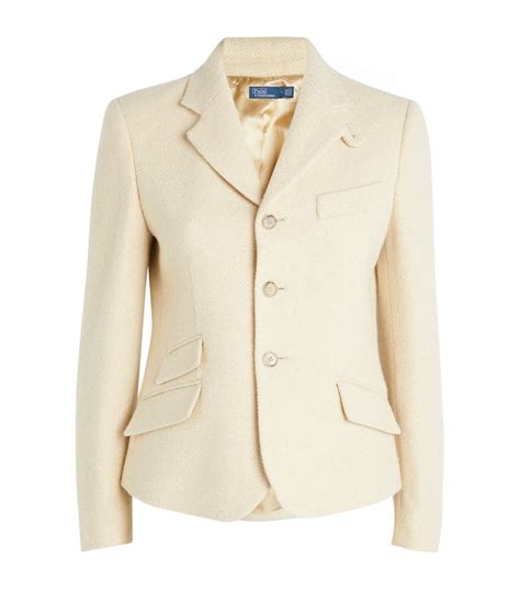 Womens Polo Ralph Lauren Ivory Wool Blend Herringbone Jacket Harrods Uk