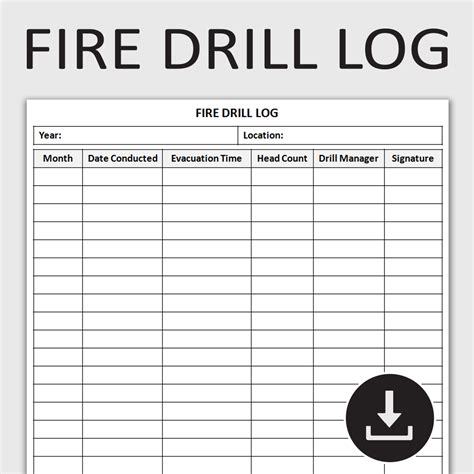 Printable Fire Drill Log Emergency Preparedness Tracker Fi Inspire