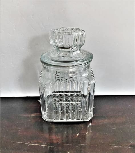 Vintage Koeze S Glass Jar With Lid Square Pressed Glass Etsy