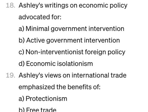 Solved Economics: Ashley's writings on economic policy | Chegg.com