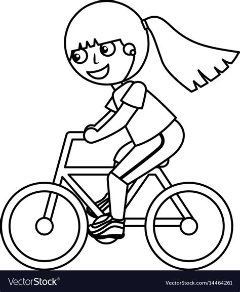 Little Girl Riding Bicycle Royalty Free Vector Image