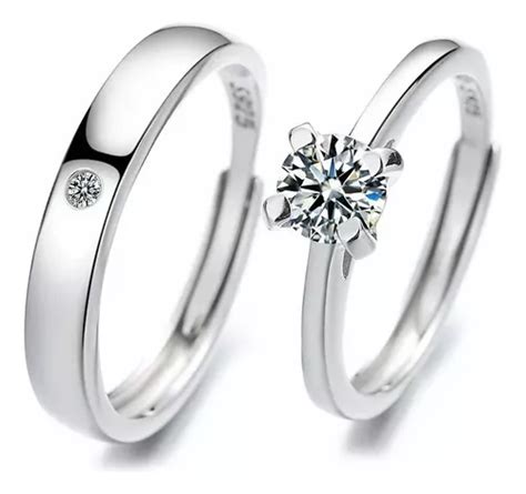 2 Anillos Duo Promesa Plata Fina 925 Amor Parejas Ajustables Meses