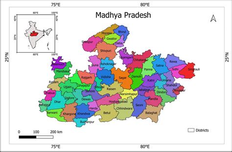 District wise map of Madhya Pradesh. Source: Prepared with QGIS ...