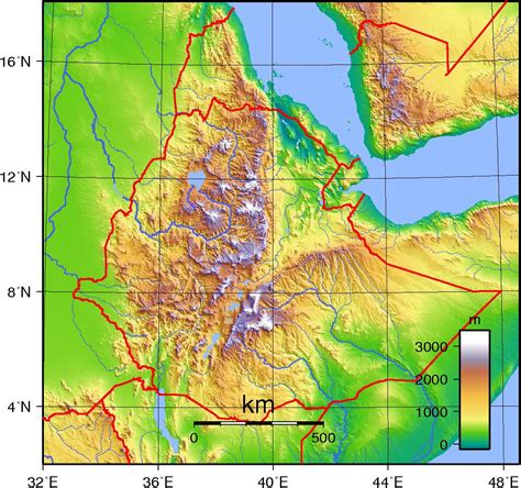 Ethiopian highlands map - Ethiopian highlands africa map (Eastern ...