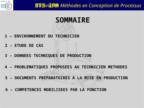 Ppt Bts Ipm Technicien M Thodes En Conception De Processus Sommaire