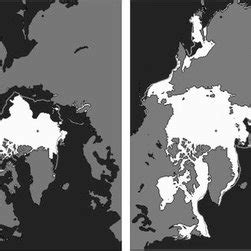 Satellite images showing the extent of Arctic sea ice cover for ...