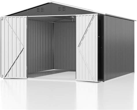 10x10 FT Outdoor Storage Shed, Large Garden Shed with Updated Frame Structure and Lockable Doors ...