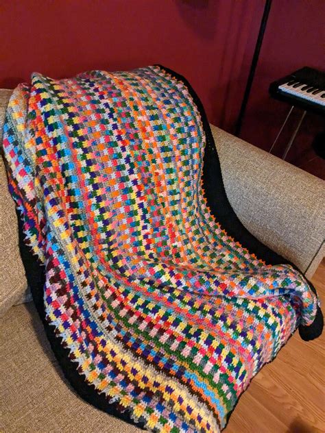 My first Tunisian crochet blanket!! It was a stash-buster of a project ...