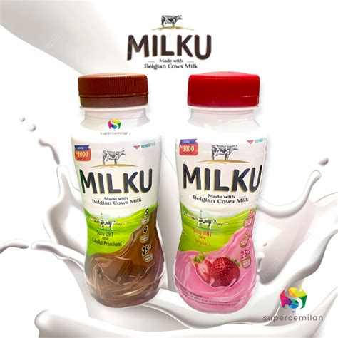 MILKU Susu UHT Cokelat Premium Strawberry Botol 200 ML Lazada Indonesia