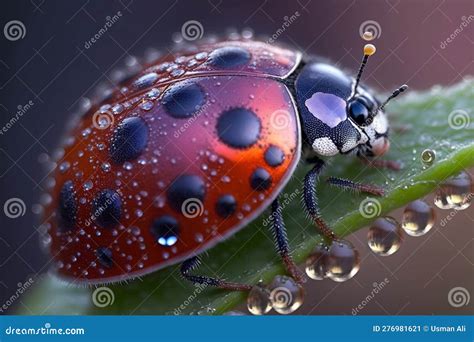 A Ladybug Adorned With Dew Drops Ai Stock Illustration Illustration