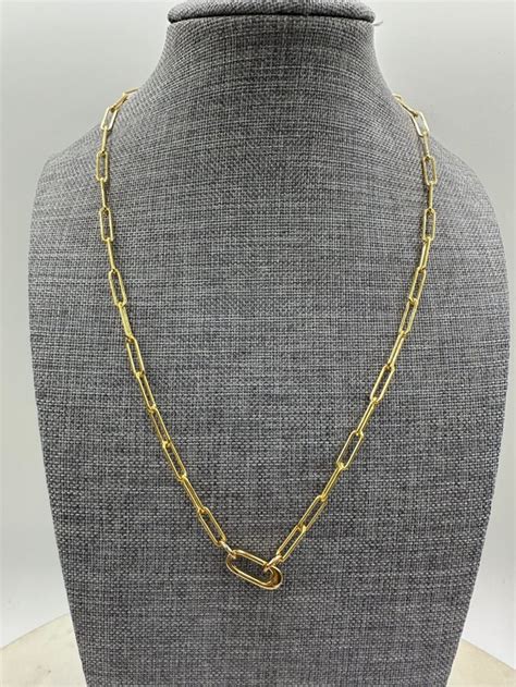 Gold Filled Paperclip Chain Necklace With Paperclip Spring Charm Holder