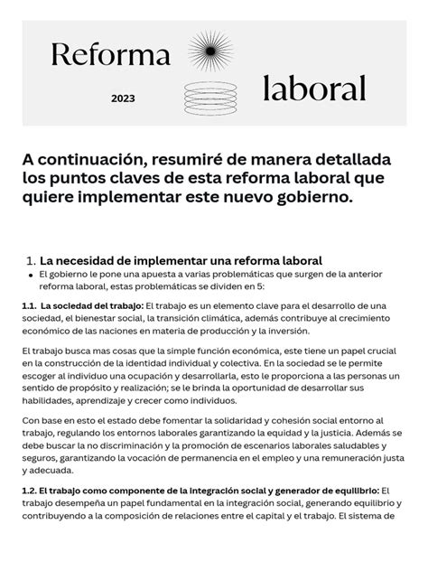 Reforma Laboral 2023 Pdf Derecho Laboral Sindicato