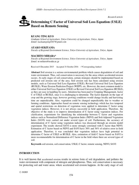 determining  factor  universal soil loss equation usle based