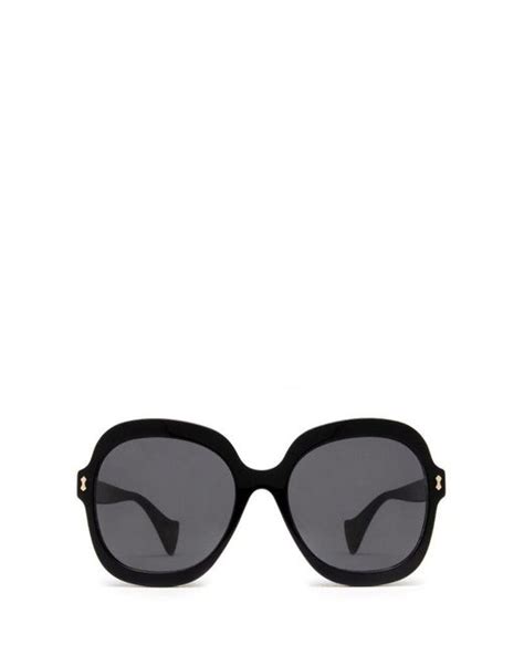 Gucci Oval Frame Sunglasses In Black Lyst