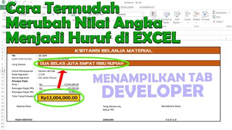 Merubah Angka Menjadi Huruf Atau Text Terbilang Di Excel Youtube