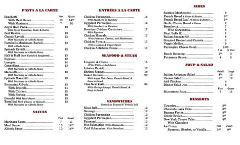 Rosas Menu Bakersfield | Italian Menu Bakersfield