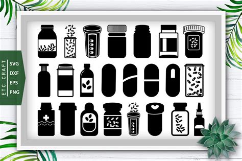 Pill Bottle SVG Cut Files Medicine Bottle Silhouette Bundle Crella