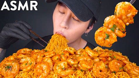 Asmr Spicy Indomie Mi Goreng With Garlic Shrimp Mukbang No Talking