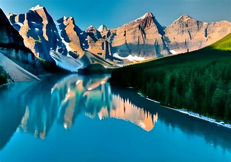 Moraine Lake At Sunset Background Photo AI Generated 23340195 Stock