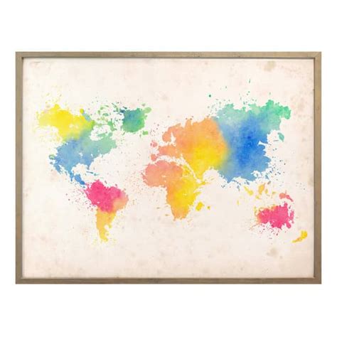 Wandtattoo Aquarell Weltkarte Mit Bilderrahmen Wall Art De