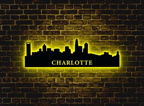 Charlotte Skyline Art Charlotte Skyline Led Charlotte Wood - Etsy