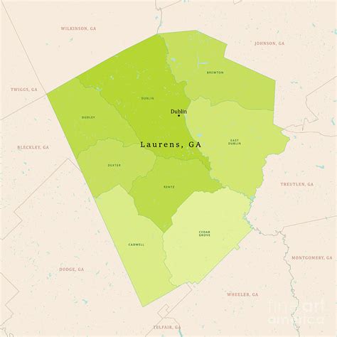 GA Laurens County Vector Map Green Digital Art by Frank Ramspott - Pixels