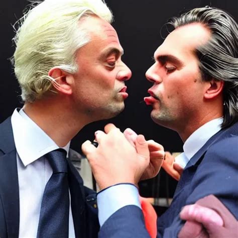 Geert Wilders Kissing Thierry Baudet With Tongue Stable Diffusion