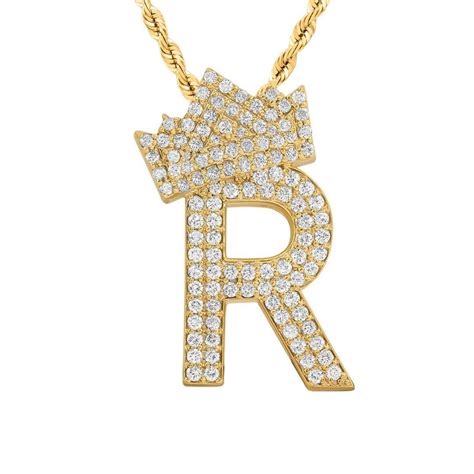 14k Yellow Gold Diamond Initial R Pendant With Crown 250 Ctw Avianne