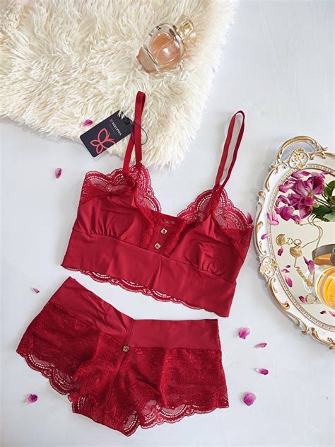 Conjunto Cl O Vermelho Voluphia Lingerie Sensual Em Bras Lia