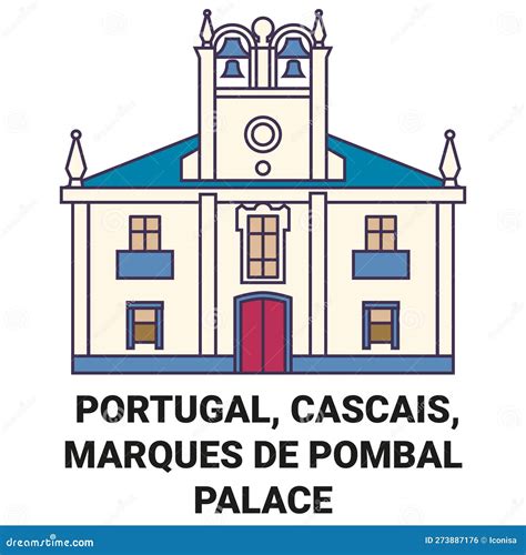 Portugal Cascais Flat Landmarks Vector Illustration Portugal Cascais