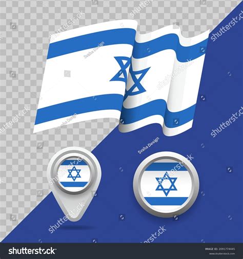 Set National Israel Flag 3d Israel Stock Vector Royalty Free