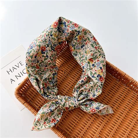 Foulard Fleurs En Coton Carr Cm Bandeau Pour Cheveux Imprim Turban