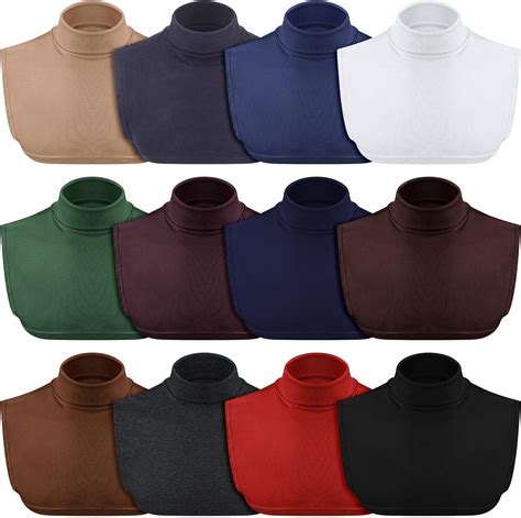 12 Pcs Fake Turtleneck Dickey Detachable Collars Set Mock Turtleneck Half Top Mock Blouse Collar