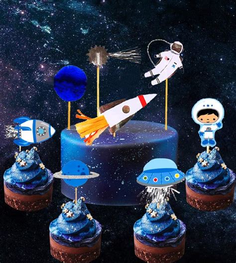 Buy Pcs Jevenis Space Astronaut Cupcake Toppers Rocket Cake